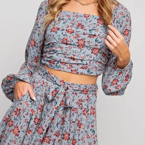 THE SHYANNA  PRINTED RAYON GAUZE CROP TOP  NWT - Picture 6 of 8